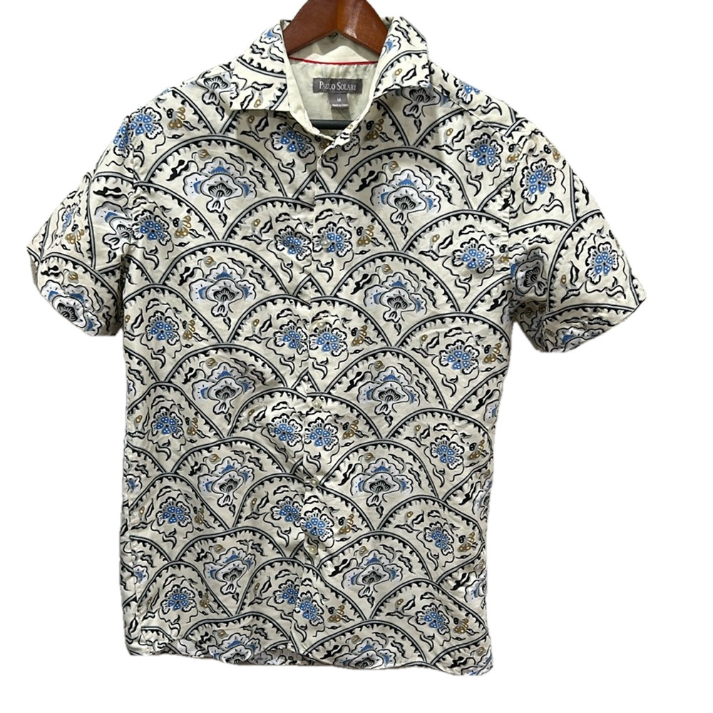 Paulo Solari blue men’s short sleeve shirt size M GUC